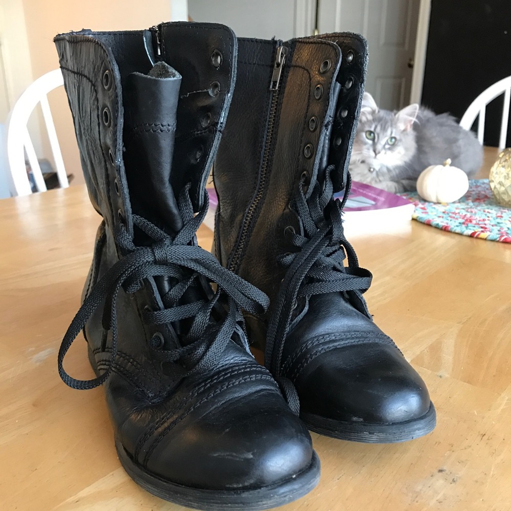Black Fashion Combat Boots